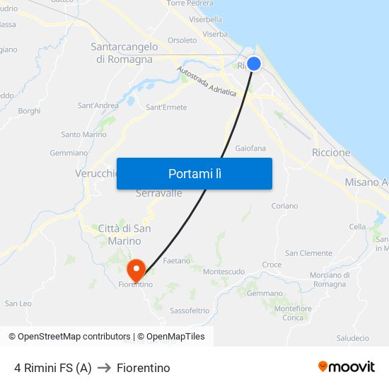 4 Rimini FS to Fiorentino map