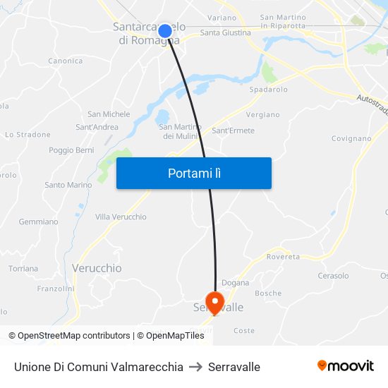 Unione Di Comuni Valmarecchia to Serravalle map