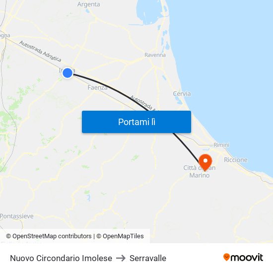 Nuovo Circondario Imolese to Serravalle map
