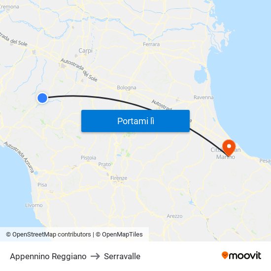 Appennino Reggiano to Serravalle map
