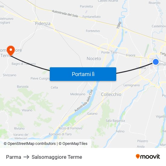 Parma to Salsomaggiore Terme map