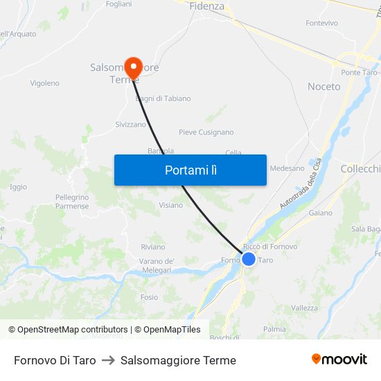 Fornovo Di Taro to Salsomaggiore Terme map