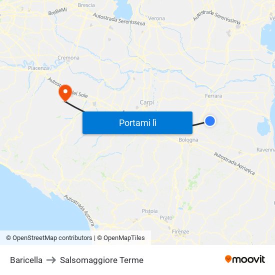 Baricella to Salsomaggiore Terme map