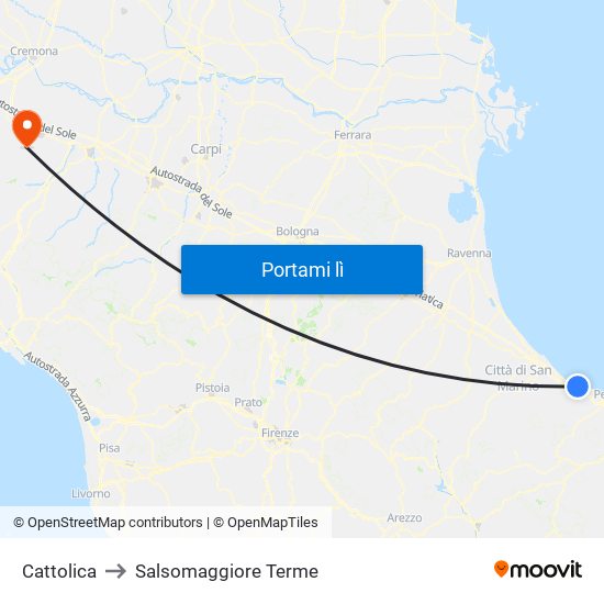 Cattolica to Salsomaggiore Terme map