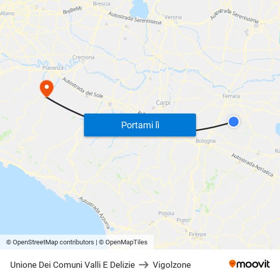 Unione Dei Comuni Valli E Delizie to Vigolzone map
