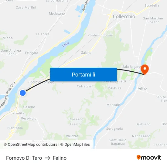 Fornovo Di Taro to Felino map