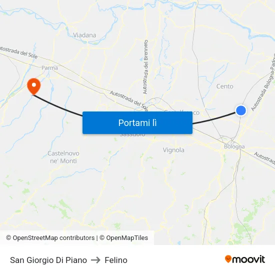 San Giorgio Di Piano to Felino map