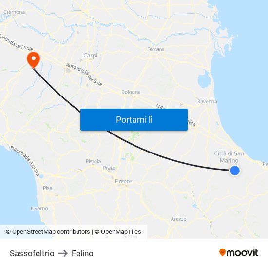Sassofeltrio to Felino map