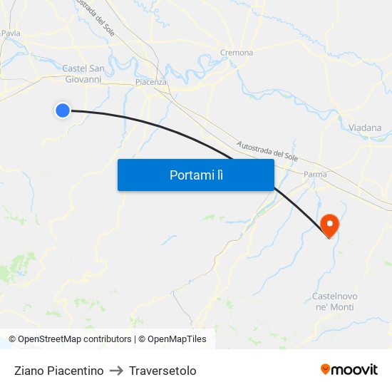 Ziano Piacentino to Traversetolo map