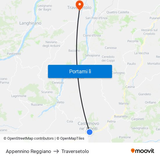 Appennino Reggiano to Traversetolo map