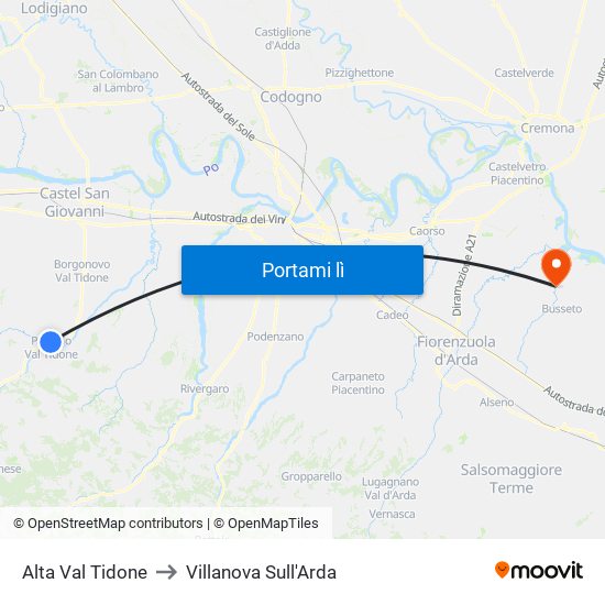 Alta Val Tidone to Villanova Sull'Arda map