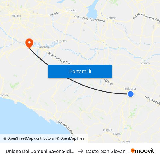 Unione Dei Comuni Savena-Idice to Castel San Giovanni map