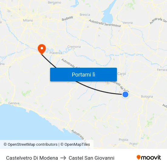 Castelvetro Di Modena to Castel San Giovanni map