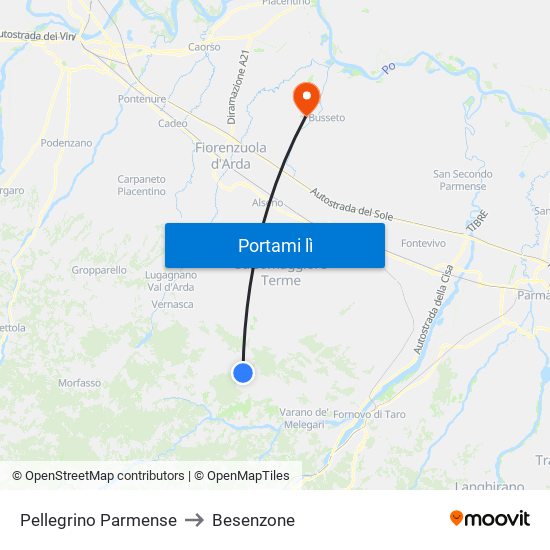 Pellegrino Parmense to Besenzone map