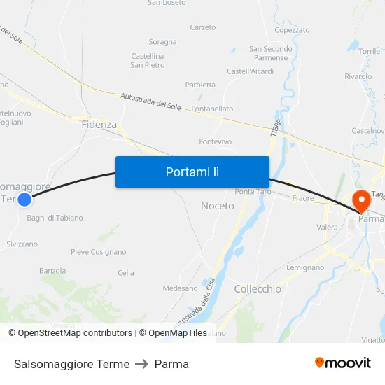 Salsomaggiore Terme to Parma map