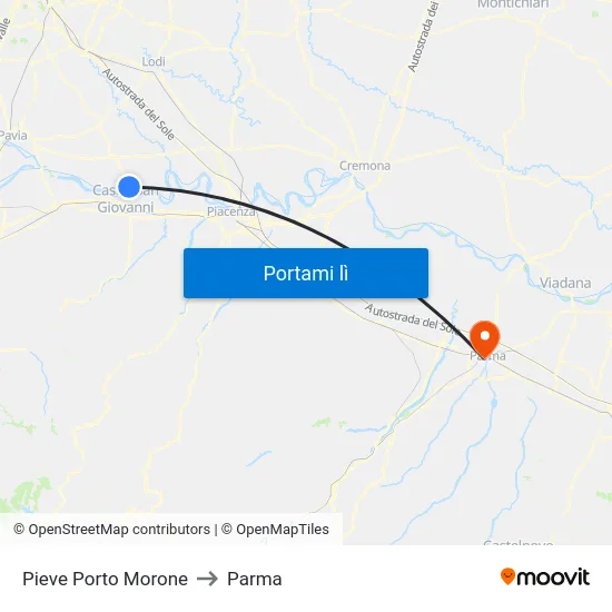 Pieve Porto Morone to Parma map