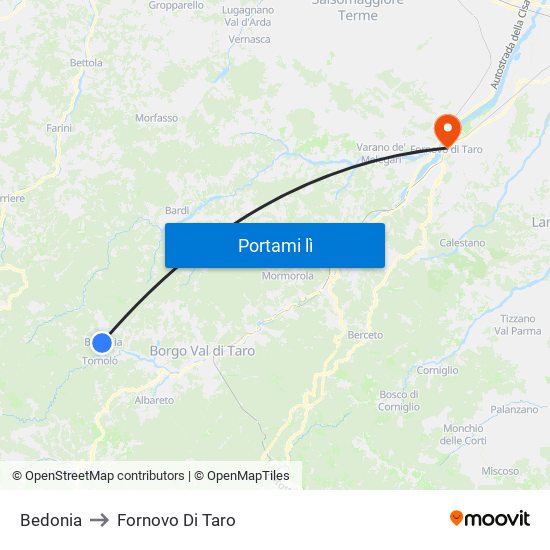 Bedonia to Fornovo Di Taro map