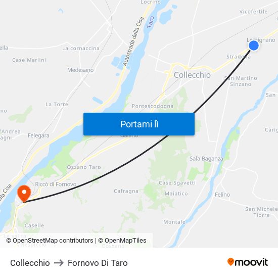 Collecchio to Fornovo Di Taro map