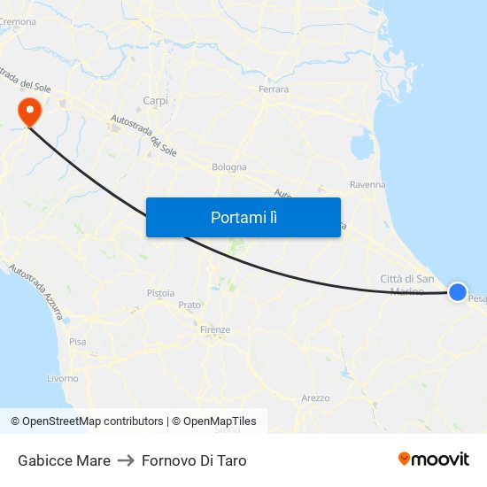 Gabicce Mare to Fornovo Di Taro map