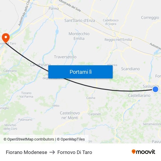 Fiorano Modenese to Fornovo Di Taro map