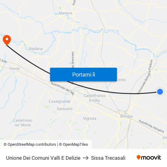 Unione Dei Comuni Valli E Delizie to Sissa Trecasali map