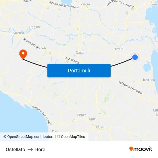 Ostellato to Bore map