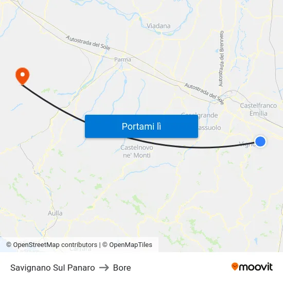 Savignano Sul Panaro to Bore map