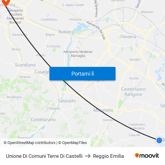 Unione Di Comuni Terre Di Castelli to Reggio Emilia map