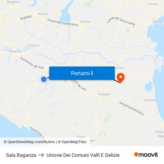 Sala Baganza to Unione Dei Comuni Valli E Delizie map