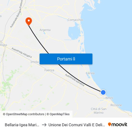 Bellaria-Igea Marina to Unione Dei Comuni Valli E Delizie map