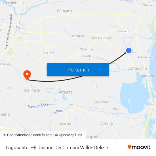 Lagosanto to Unione Dei Comuni Valli E Delizie map