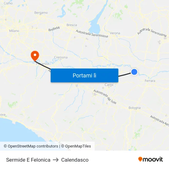 Sermide E Felonica to Calendasco map