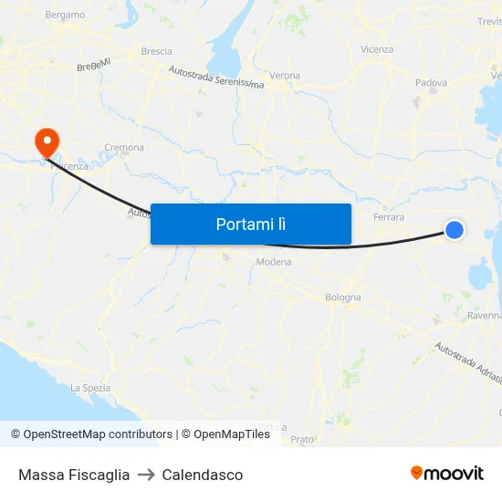 Massa Fiscaglia to Calendasco map
