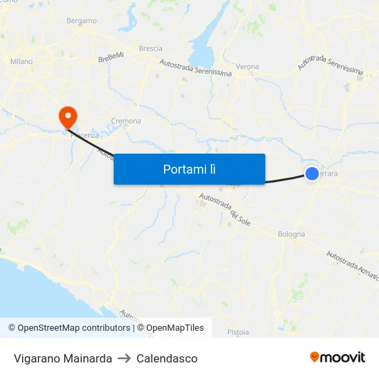 Vigarano Mainarda to Calendasco map