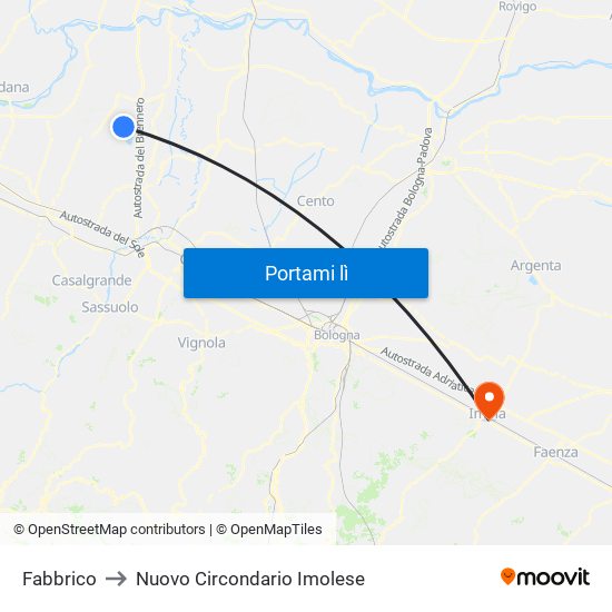 Fabbrico to Nuovo Circondario Imolese map