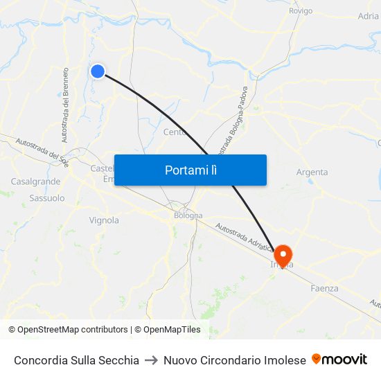 Concordia Sulla Secchia to Nuovo Circondario Imolese map