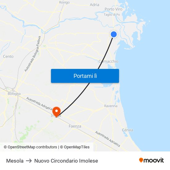 Mesola to Nuovo Circondario Imolese map