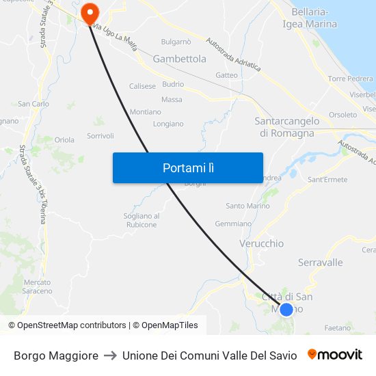 Borgo Maggiore to Unione Dei Comuni Valle Del Savio map