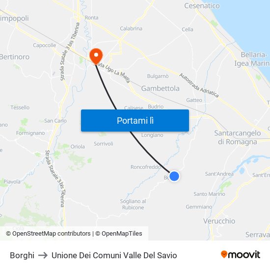 Borghi to Unione Dei Comuni Valle Del Savio map