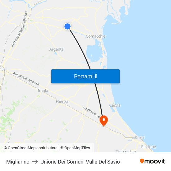 Migliarino to Unione Dei Comuni Valle Del Savio map
