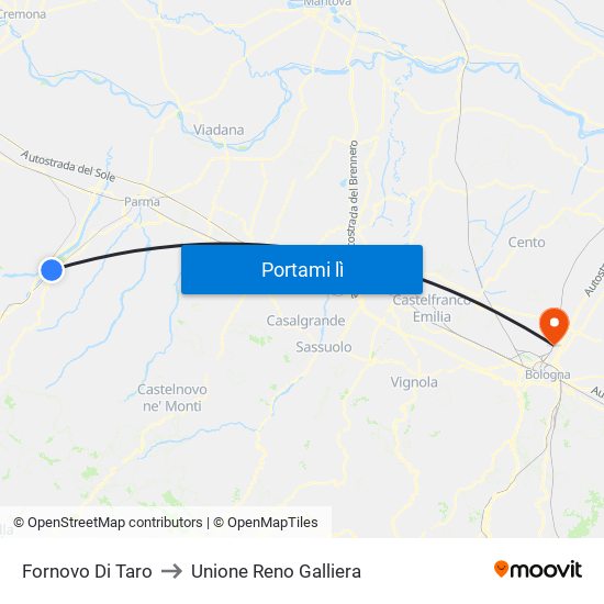 Fornovo Di Taro to Unione Reno Galliera map