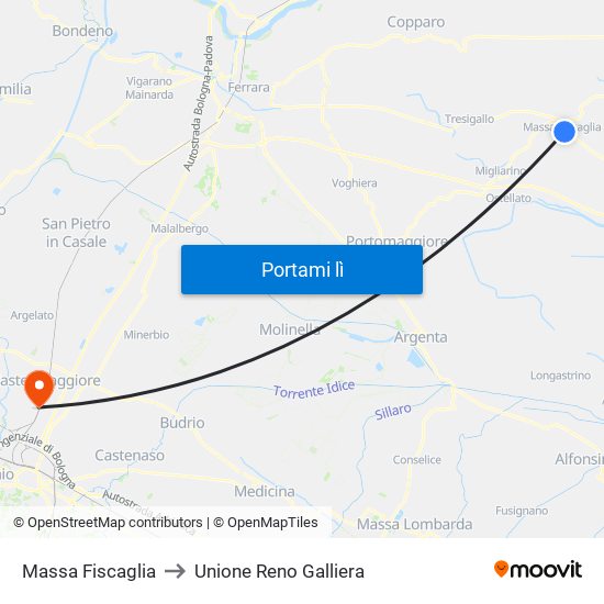 Massa Fiscaglia to Unione Reno Galliera map