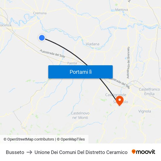 Busseto to Unione Dei Comuni Del Distretto Ceramico map