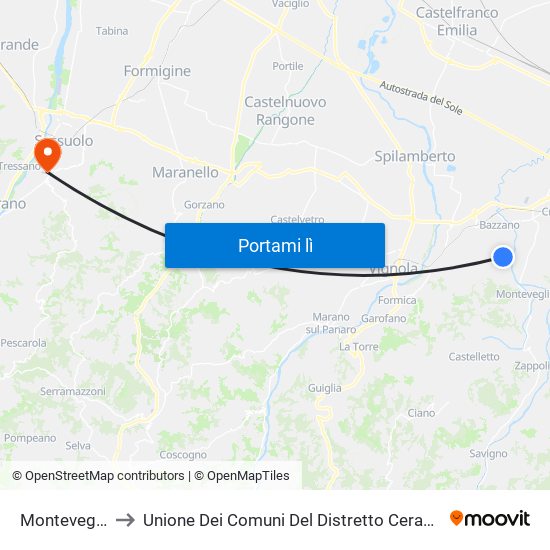 Monteveglio to Unione Dei Comuni Del Distretto Ceramico map