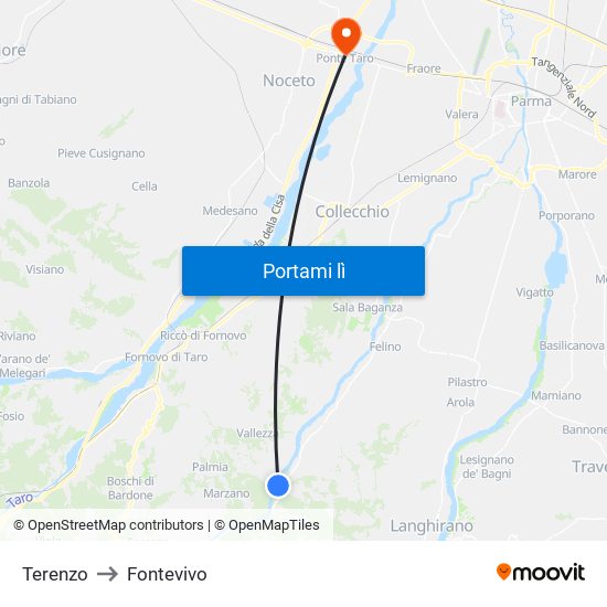 Terenzo to Fontevivo map