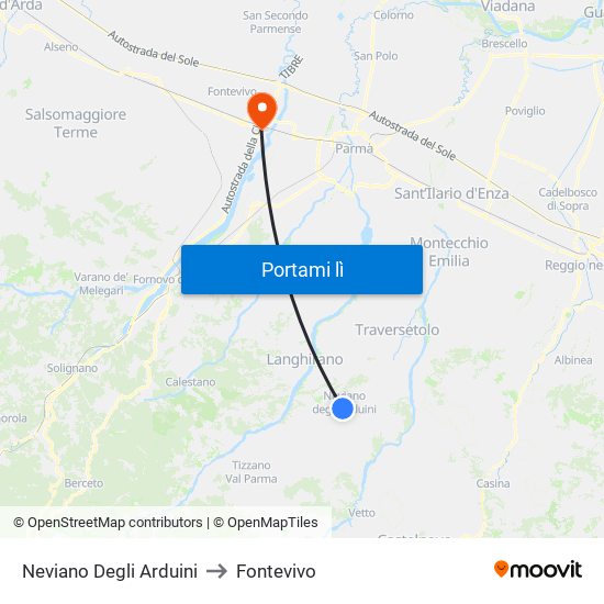 Neviano Degli Arduini to Fontevivo map