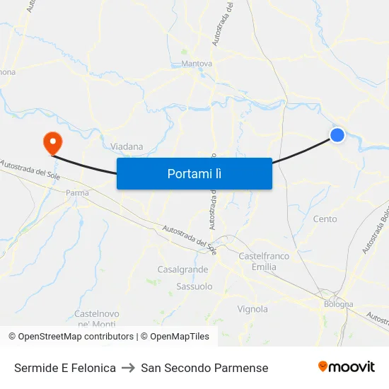 Sermide E Felonica to San Secondo Parmense map