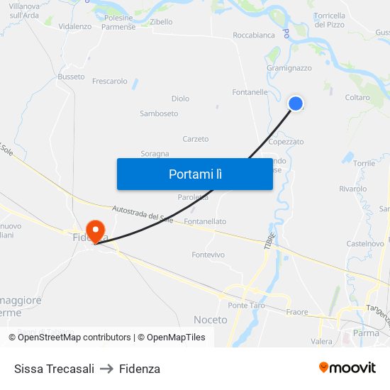 Sissa Trecasali to Fidenza map