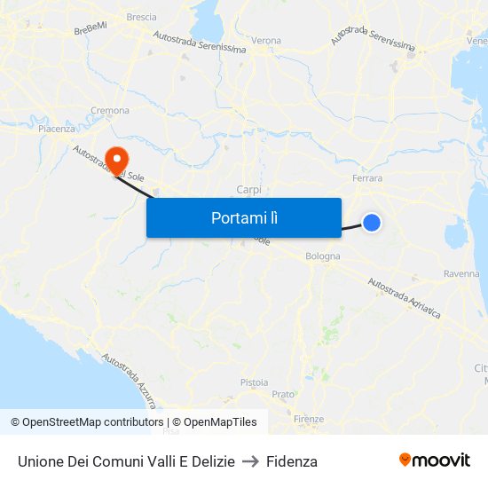 Unione Dei Comuni Valli E Delizie to Fidenza map