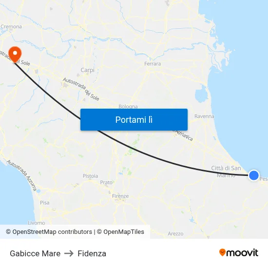 Gabicce Mare to Fidenza map